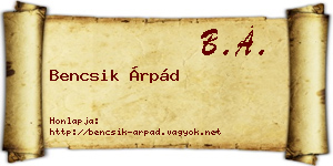 Bencsik Árpád névjegykártya