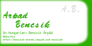 arpad bencsik business card