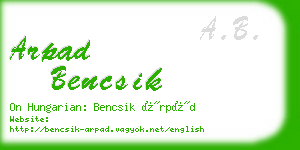 arpad bencsik business card